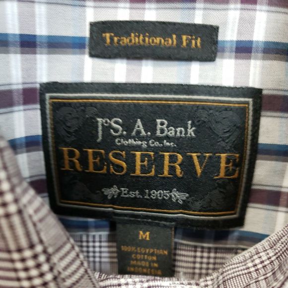 Joseph Jos. A. Bank Men's Travelers Reserve Checkered Button Up Size M brown gra - Picture 2 of 7